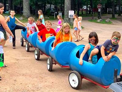Barrel cart rides at Pineland Camping Park