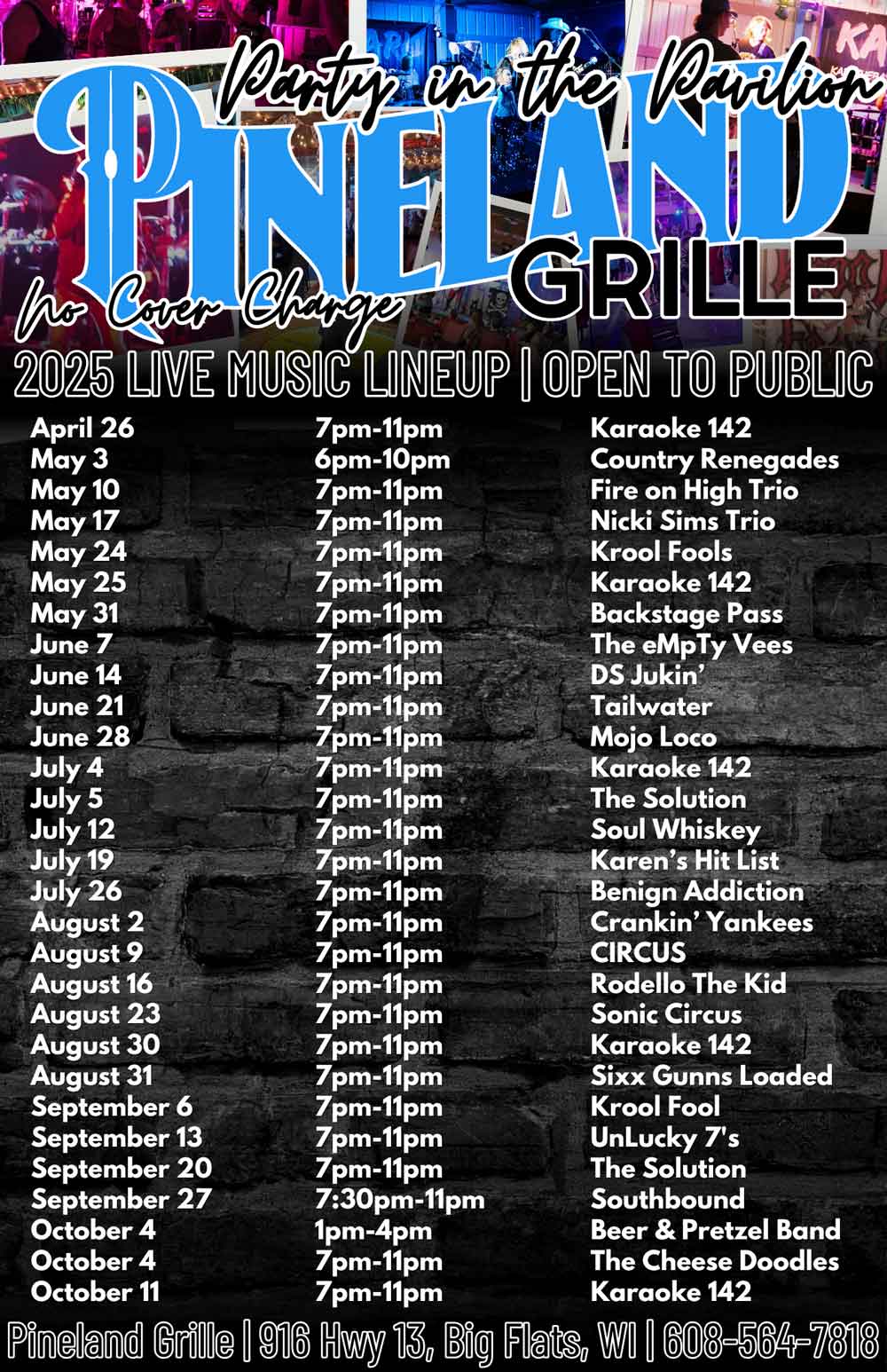 Pineland Grille 2025 Entertainment, live music lineup