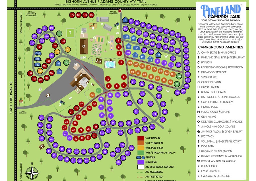 Pineland Camping Park map may 2026